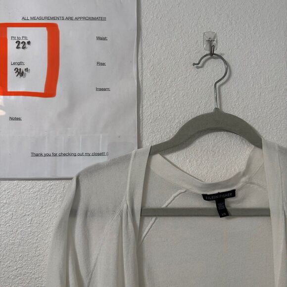 Eileen Fisher Longline Open Front Cardigan Sweater Large Minimalist Modern - Picture 6 of 6